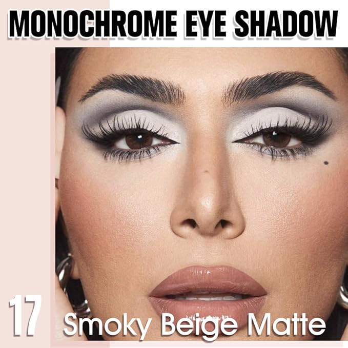 Nude Beige Single Matte Eyeshadow Makeup, Neutral Powde Eye Shadow for Women, Smoky Beige Matte Singles Eyeshadow Palette Pigmented Waterproof,sombras para ojos, Girls Christmas Eyeshadows Gift