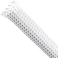Braided Cable Sleeving, PET Expandable Braided Cable Sleeve, Flexible Mesh Sleeving Cord Management for Audio Video and Other Home Device, Cord Protector from Pets (White Silver, 13/16" x 25ft)