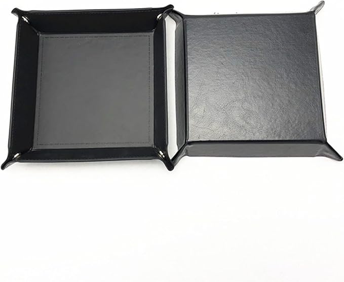 siduater Valet Tray Desktop Storage Organizer – Vegan Leather Catchall Tray Bedside Vanity Tray Nightstand Caddy Holder for Remote Controller, Watch, Keys, Phone, Wallet, Coin, Jewelry, Black