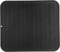 Silicone Dish Drying Mat for Multiple Usage,Easy clean,Eco-friendly,Heat-resistant Silicone Mat for Kitchen Counter or Sink,Refrigerator or Drawer Liner Black XL 18 inches x 16 inches