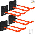 Steel Garage Storage Hooks Wall Tool Organizer, 10 Inch Garage Hook Heavy Duty Utility Storage Hangers Orange for Ladders, Chairs, Garden Tools, Set of 4
