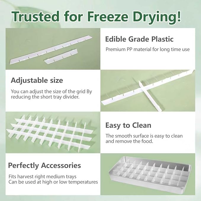 2 Sets Freeze Dryer Tray Dividers Medium, Freeze Dryer Accessories for Harvest Right, Non-Stick Dividers for Fruits, Vegetables, Meals (White)