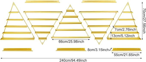 10PCS Gold Triangular Nail Polish Racks, 5 Tiers Wall-Mounted Nail Polish Racks Cosmetic Display Rack Essential Oil Organizers Lipstick Perfume Wall Shelf for Home Spa Nail Salon Shop
