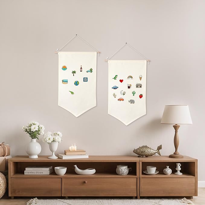5 PCS Canvas Banners Wall Hanging Brooch Jewelry Storage Case Stand Enamel Pin Display, Sublimation blank Banner,Holder Earrings Necklace Pin Collection Organizer