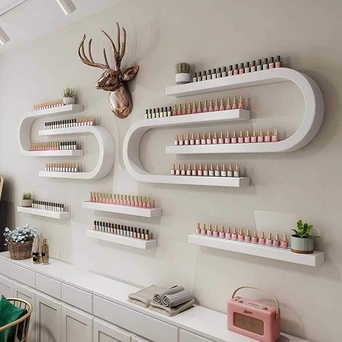 Wall Mounted Shelf Nail Polish Bottle Display Rack, U-Shaped Essential Oil Perfume Storage Rack, Multifunctional Hanging Salon/Beauty/Nail Shop Organizer Perfume Holder