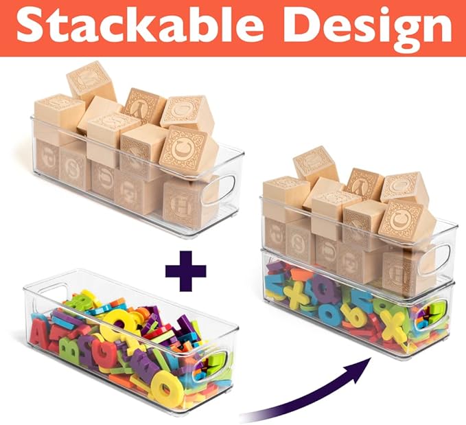 ClearSpace Plastic Pantry Organization and Food Storage Bin – Great Kitchen Storage – Fridge Organizer Bins – 4 Pack
