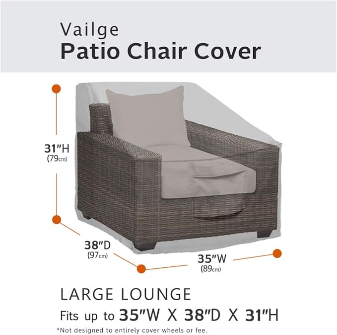 Vailge Patio Chair Covers, Lounge Deep Seat Cover, Heavy Duty and Waterproof Outdoor Lawn Patio Furniture Covers (4 Pack - Large, Grey)