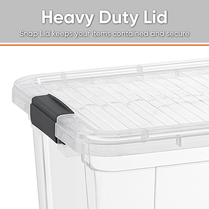 Superio Clear Storage Boxes with Lids, 21 Quart Plastic Container Bins for Organizing, Stackable Crates, BPA Free, Non Toxic, Odor Free, Organizers for Home, Office and Dorm, 8 Pack
