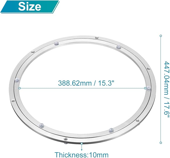 MECCANIXITY Aluminum Lazy Susan 18 Inch Turntable Ring Large Bearing Metal Rotating Turntable Bearings Swivel Plate Hardware for Round Dining-Table Showcase Display Stand Services Silver