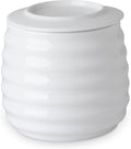 Butter Keeper Crock, 11 oz Large Ceramic Butter Dish with Lid, Holds 2-3 Sticks, Water Seal for Fresh Spreadable Butter, Easy-Grip Design & Wide Stable Lid, Arctic White