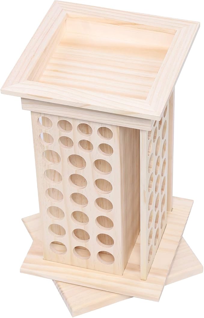 Rotating Essential Oil Rack, 104 Holes Cosmetic Display Cases, Wooden Essential Oil Bottle Storage Organizer,, Multi Layer Countertop Holder for Beauty Store, Bedroom, Store, Exhibition