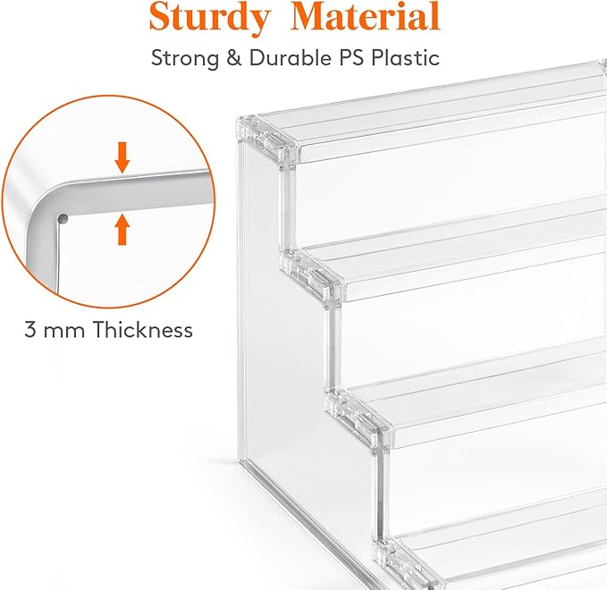 Lifewit 4 Tier Perfume Stand Organizer for Women, Plastic Display Riser, Tool-Free Assembly, Fragrance Makeup Cosmetics Shelf for Vanity Bedroom Bathroom Storage Organization, Clear, 9 Inch, 3 Pcs