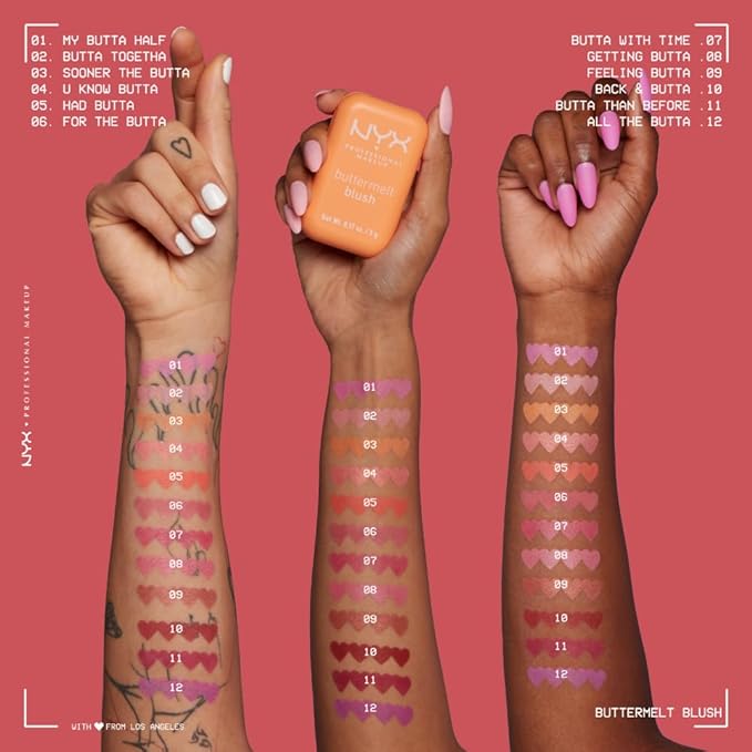 NYX PROFESSIONAL MAKEUP Buttermelt Powder Blush, Fade and Transfer-Resistant Blush, Up to 12HR Make Up Wear, Vegan Formula - Sooner The Butta