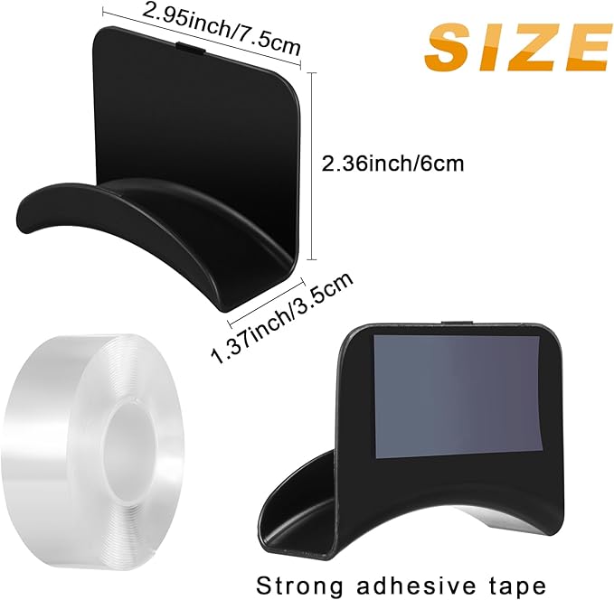 Headphone Wall Hangers Adhesive Gaming Headset Holder Hooks for Wall Mount Strong Universal Stand Hooks for Most Headphone Controller, Hat, Baseball Caps, Door, Closet(Black,12 Pcs)