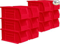 Akro-Mils 30230 AkroBins Plastic Storage Bins, Space-Saving Stackable Bins for Garage, Pantry, Craft Organization, 11-" x 5-" x 5-", Red, 12-Pack