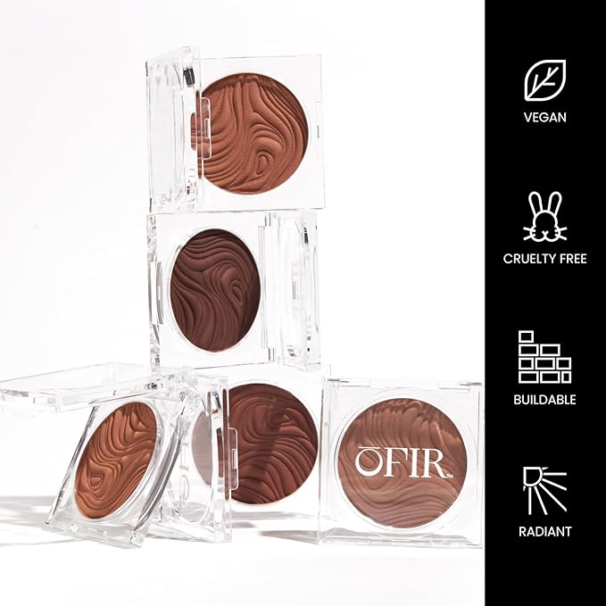 OFIR Geo Sculpt Blendable Cream Bronzer | Buildable Radiant Finish with Vitamin E | Vegan & Cruelty Free Makeup Bronzer | Sun Kissed Glow Compact For Sculpting Cheekbones|Oasis - Rich Caramel, 0.24 oz