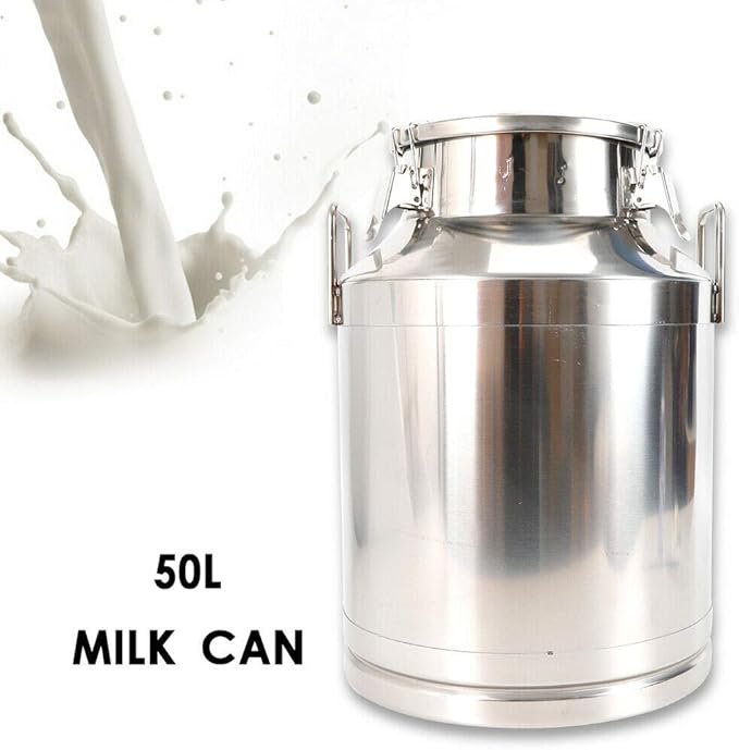 Stainless Steel Milk Can Heavy Duty Milk Jug Milk Bucket Water Jug Ice Bucket Wine Pail Bucket Bottle Tote Jug with Sealed Lid Liquid Storage (50L)