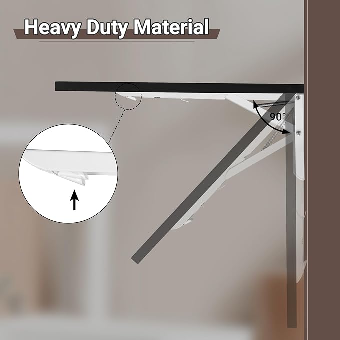 Wall Mounted Folding Table 39.4”L x 19.7”W, Laundry Folding Table with Heavy Duty Metal Collapsible Shelf Brackets, Wall Mounted Desk Fold Down for Small Spaces, Black