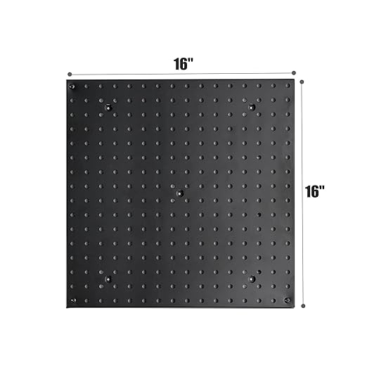 Pegboard Smith 16x16 inch Wall Tool Organizer Pegboard Panels, Black Metal Pegboard for Tool Storage, Workbench Tools Organization Peg Board(4 PCS, Black)