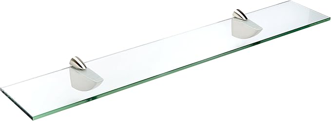 Spancraft Glass O-10x36-Brushed Steel Oriole Glass Shelf, Brushed Steel, 10" x 36"