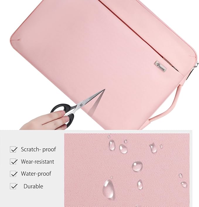Voova Laptop Sleeve Case 13 13.6 Inch for Women, 360°Protective Waterproof Slim Computer Bag Cover Compatible with MacBook Air 13 M1/M2/M3/M4 2020-2024, MacBook Pro 13, IPad Air/Pro 13, Pink