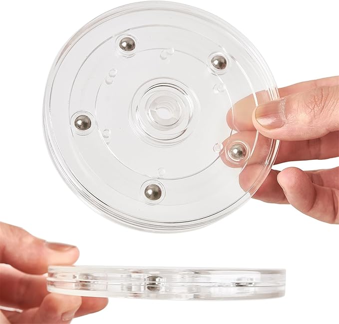 9 inch Small Lazy Susan Turntable Acrylic Ball Bearing Rotating Tray for Spice Rack Table Cake Kitchen Pantry Decorating Bathrooms, 30-lb Load Capacity (360˚ Rotation) – Transparent