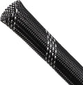 Braided Cable Sleeving, PET Expandable Braided Cable Sleeve, Flexible Mesh Sleeving Cord Management for Audio Video and Other Home Device, Cord Protector from Pets (Black Silver, 1/4" x 25ft)