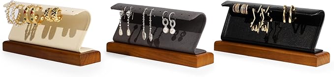 Solid Wood Jewelry Earrings Display Stand Small Jewelry Display for Long Earrings(Grey)