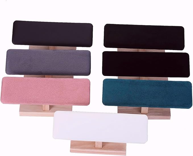 Wooden Watches Display Tower Base Watch Neck Bracelet Organizer Rack Bangle Scrunchie Headband Showcase Tower Dark Green Suede