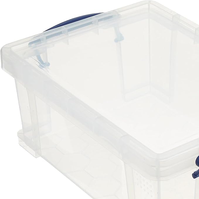 Really Useful Box Stackable 9 Liter Plastic Storage Container Bin with Snap Lid and Built-In Clip Lock Handles for Home & Office Organization (5 Pack)
