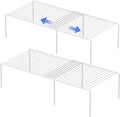 Redrubbit 4-Piece Expandable Metal Rustproof Storage Shelf Rack, Kitchen Counter and Cabinet Organizer, Space Saver for Fridge, Bathroom, White, Set of 2