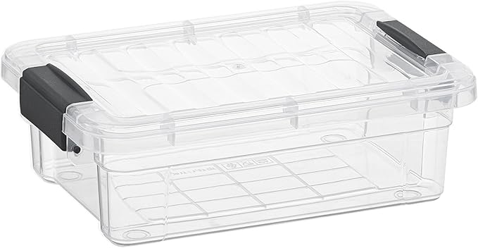 Superio Clear Storage Boxes with Lids, 1.27 Quart Plastic Container Bins for Organizing, Stackable Crates, BPA Free, Non Toxic, Odor Free, Organizers for Home, Office and Dorm