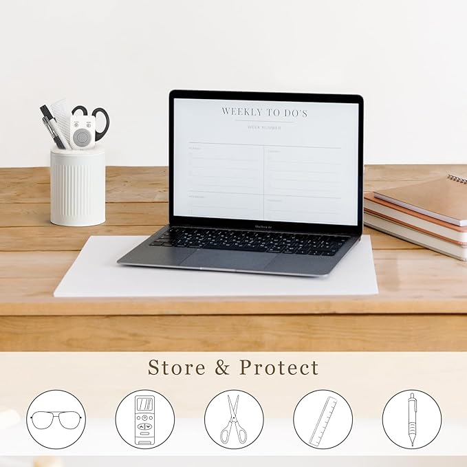 Mkono Plush Lined Eyeglasses Holder Metal Protective Glasses Holder Stand Glasses Storage Organizer Case for Table Desk (1, White)
