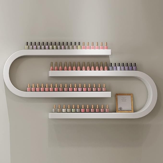 Wall Mounted Nail Polish Bottle Display Rack, U-Shaped Essential Oil Perfume Storage Shelf, Hanging Salon Beauty Nail Shop Organizer Perfume Holder