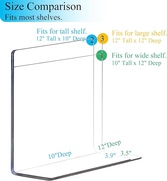 Shelf Dividers for Closet Organization: Acrylic Shelf Dividers for Clothes Sweater Purse - Clear Closet Organizers and Storage Separators for Shelves, 8Pack