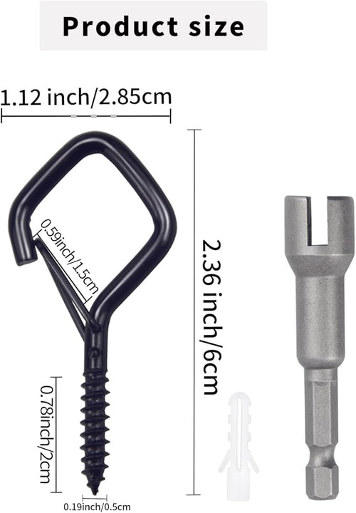 100 PCS Black Eye Screw Hooks for Hanging Heavy Duty with Safety Buckle.Metal Ceiling Hooks for Hanging Plants Cup Wind Chime Bird Feeders Patio Lights at Indoor&Outdoor