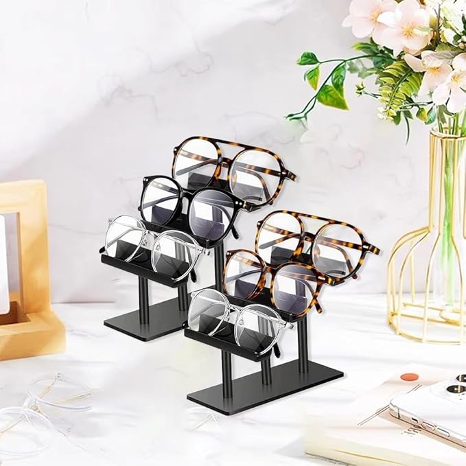 Set Of Two 3 Tier Acrylic Sunglasses Display Stands For Organized And Accessible Eyewear Storage Solutions(black)