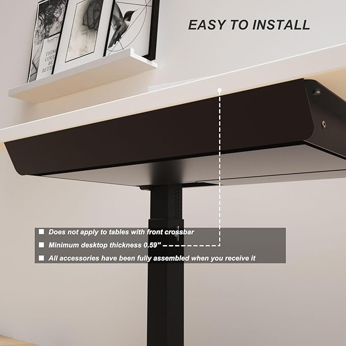 Large Under Desk Mounted Sliding Drawer with Pencil Tray and 60 Degree Tilt Panel to Pull Out, 26'' Long & 13'' deep Large Storage Organizer for Sit Stand Workstation