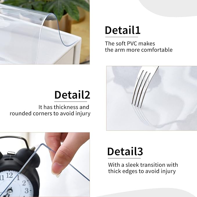 Clear Desk Mat, Non-Slip PVC Desk Protector Mat with Round Edge, Heat Resistant & Waterproof Clear Desk Writing Mat for Home and Office (35.4"*16.9")