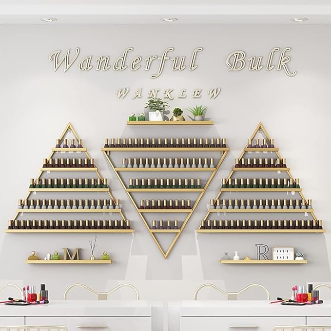 Wall Mounted Shelf Nail Polish Bottle Display Rack, Triangular Essential Oil Perfume Storage Rack, Multifunctional Hanging Salon/Beauty/Nail Shop Organizer Perfume Holder(Size:10,Color:White)