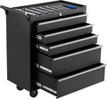 IDEALHOUSE Rolling Tool Chest, 5 Drawers Tool Storage Cabinet, Toolbox with Wheels, Portable Tool Cabinet Organizer with Locking System & Drawer Liners, Tool Storage Cart for Garage, Workshop, Black