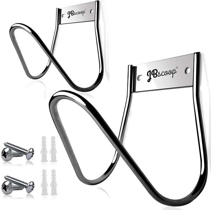 JBscoop Garden Hose Holder Stainless Steel Small Wall Mount Garden Hose Hook, Ideal for Water, Air, Hydraulic Hose, Ropes, Extension Cords Heavy Duty & Rust Proof Set of 2