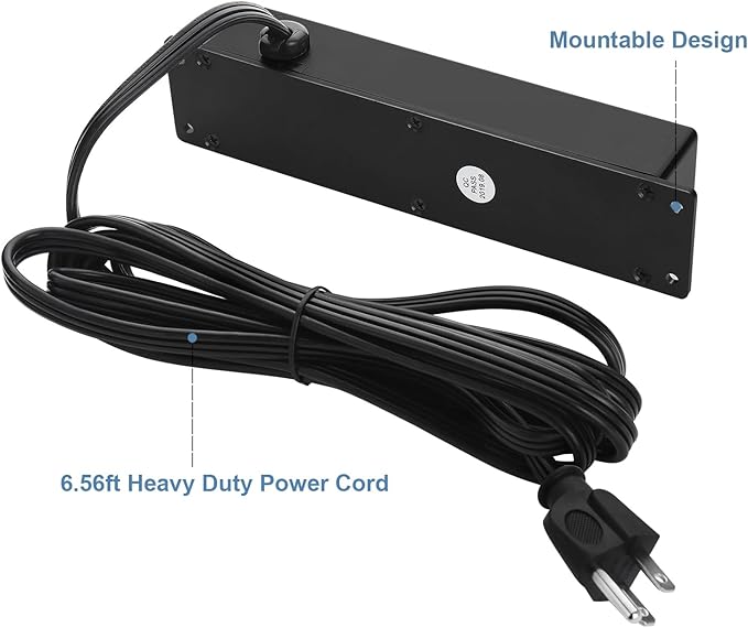 Wall Mount Power Outlet Strip, 4 Outlet Mountable Power Strip with Switch, Under Desk Power Strip Connect with 6ft Cord Mount Under Desk, Workbench, Nightstand, Dresser, Table.(Black)