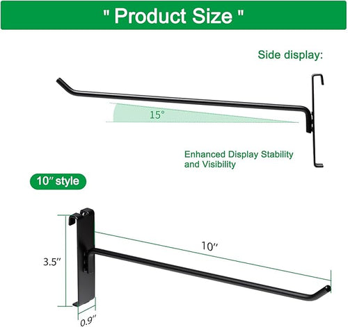 10Inch Gridwall Hooks, Grid Panel Hanging Hooks for Retail, Home, and Workspace Organization, Displays, and Storage Solutions(40Pack,Black)