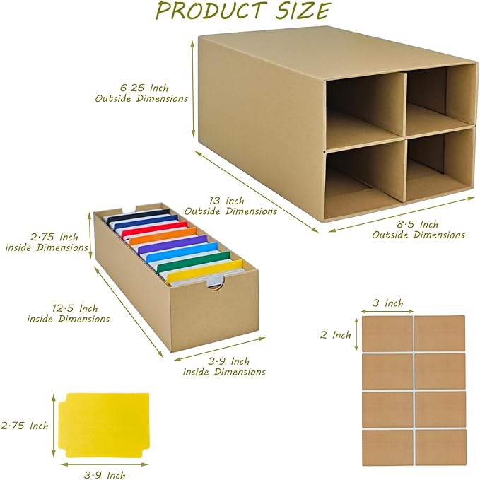4 Sets Trading Card Storage Boxes, Includes 16-750 CT Boxes & 64 Dividers, 12000+ Trading Cards Organizer for Collectible Card Games, Sports Cards, TCG, with Labels & Pen