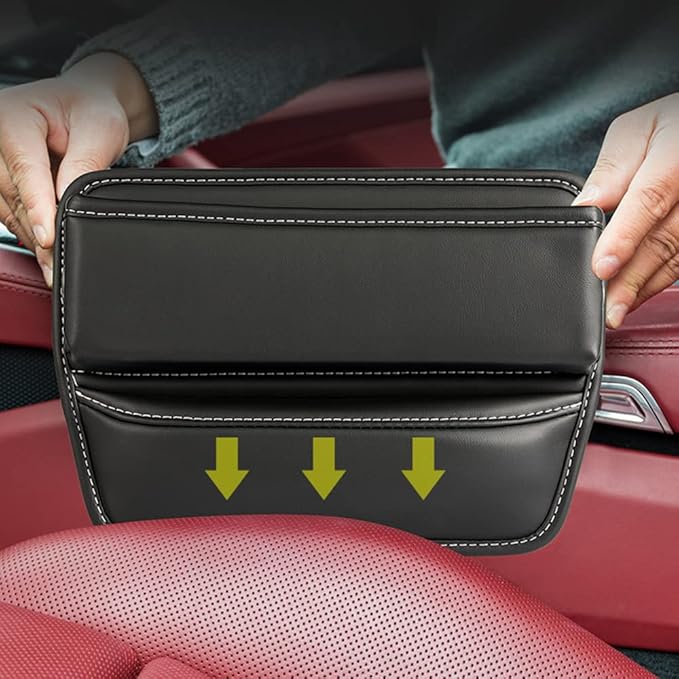 Riloer Car Organizers for Gap Leather Waterproof Car Seat Gap Fillers for Cars, Suvs, Trucks, Front Seat Gap Fillers for Phones, Keys, Cards, Glasses, Coffee