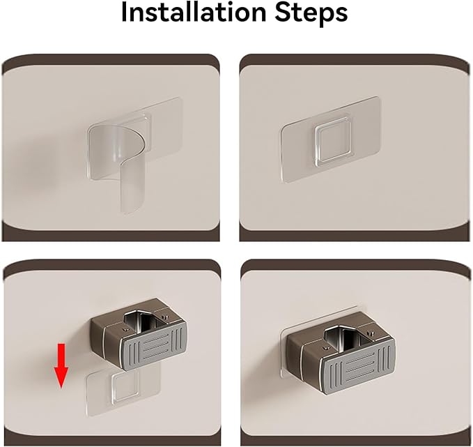 4 Pack Heavy Duty Mop Holder Wall Mount, Strong Adhesive Hanger for Broom Closet Organizer, Space Saving Utility Hooks for Bathroom Kitchen Garage Storage
