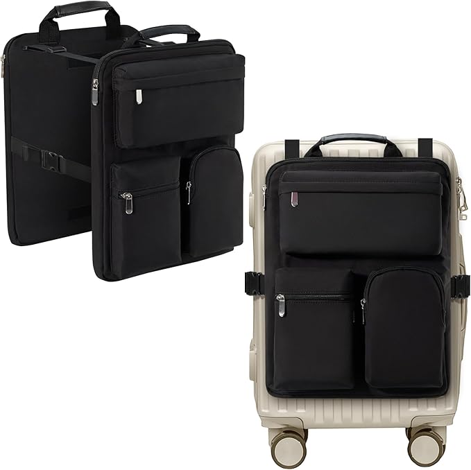 Over Luggage Organizer Bag for Suitcase with Multi Pockets, 16” Laptop Bag with Handle, Portable Travel Organizer Bags for Luggage with Adjustable Straps, Tote Carry Bag for Men Women(Black)