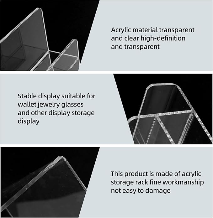 Acrylic Wallet Display Stand Purse Handbag Organizer, Clear Jewelry Riser Display Stand Purse Display Rack, Acrylic Display Shelf for Cosmetic Perfume Jewelry Sunglasses Handbag (4 Tier)