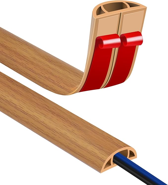 Floor Cord Covers for Wires 20FT Cable Hider Wire Cover Self Adhesive Cord Hider Floor for Offices, Homes, Workshops, Warehouses Cable Cavity 0.39" W x 0.27" H
